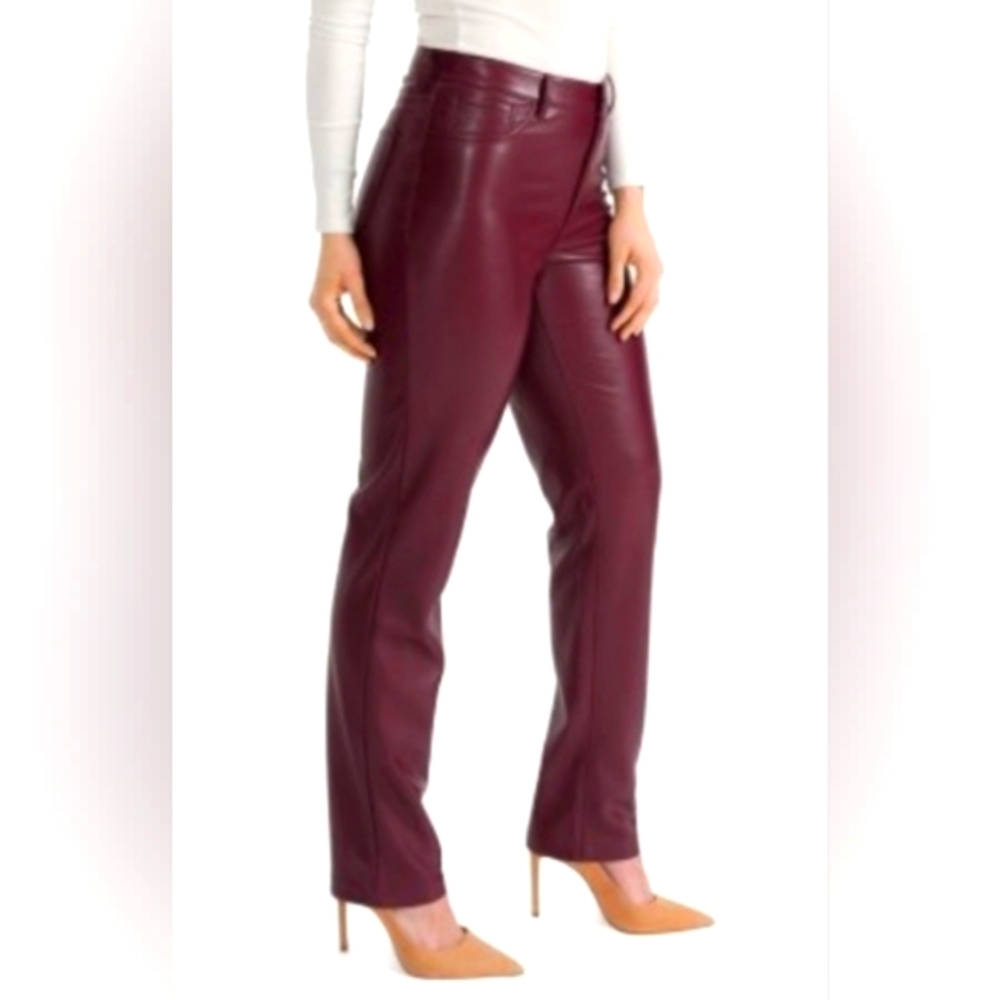 NWT Women's Joie Pant faux leather burgundy pants, size 8 - Picture 3 of 10